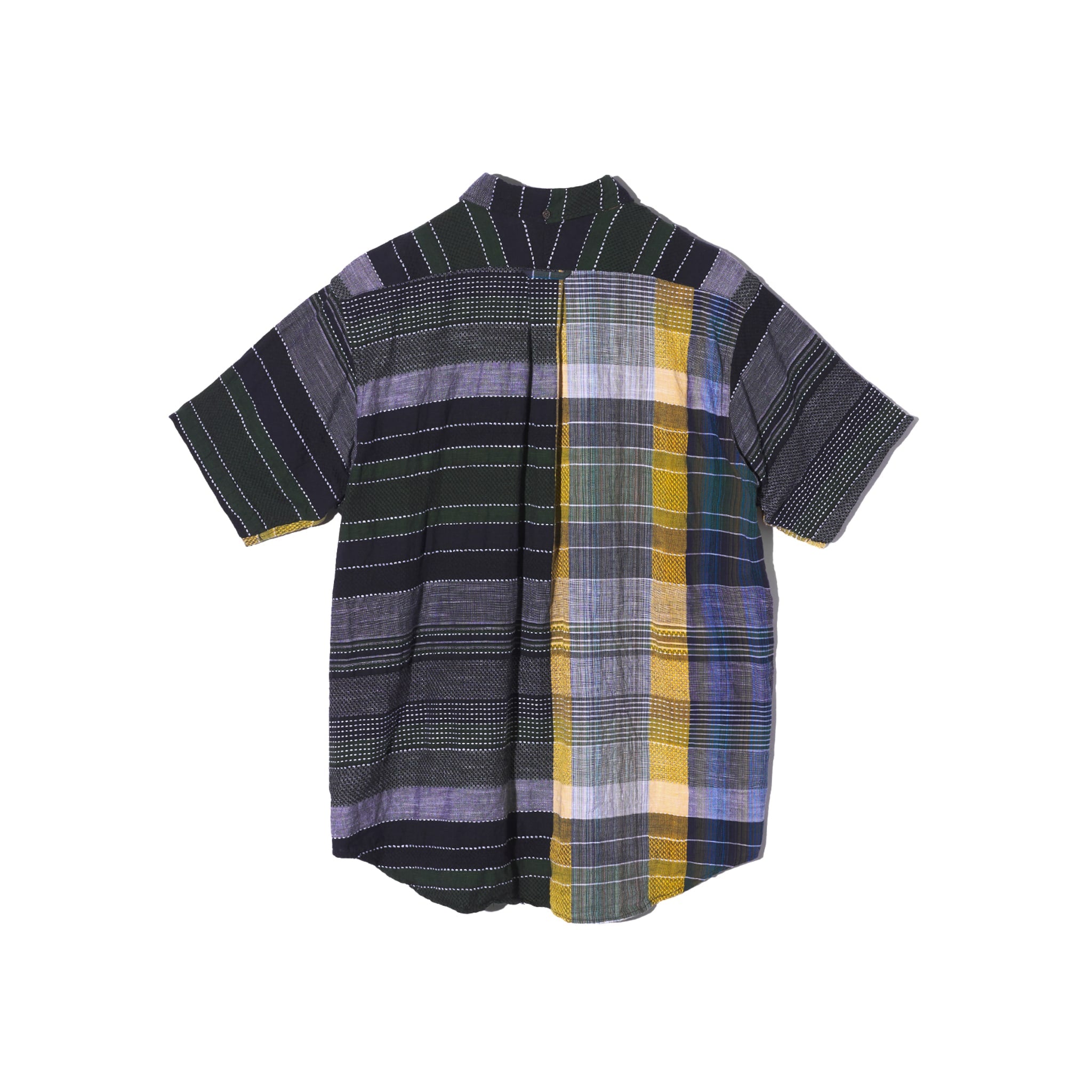 Popover BD Shirt - Navy/Yellow/Green Madras Dobby Jacquard