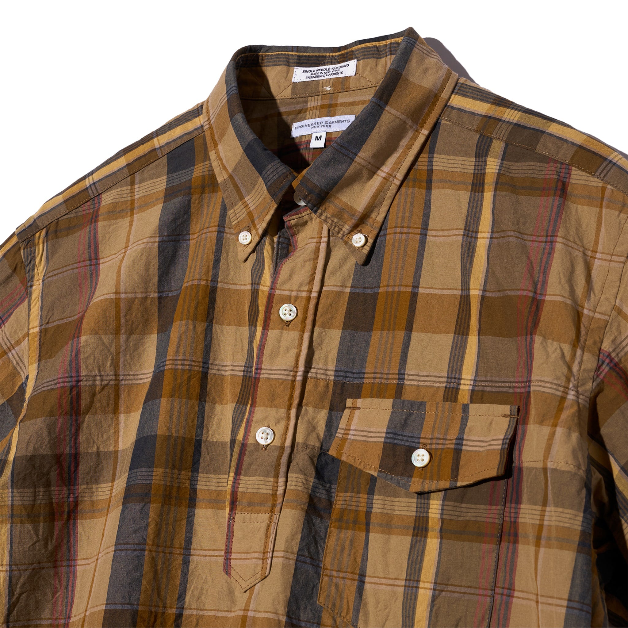 Popover BD Shirt - Olive Cotton Madras Plaid