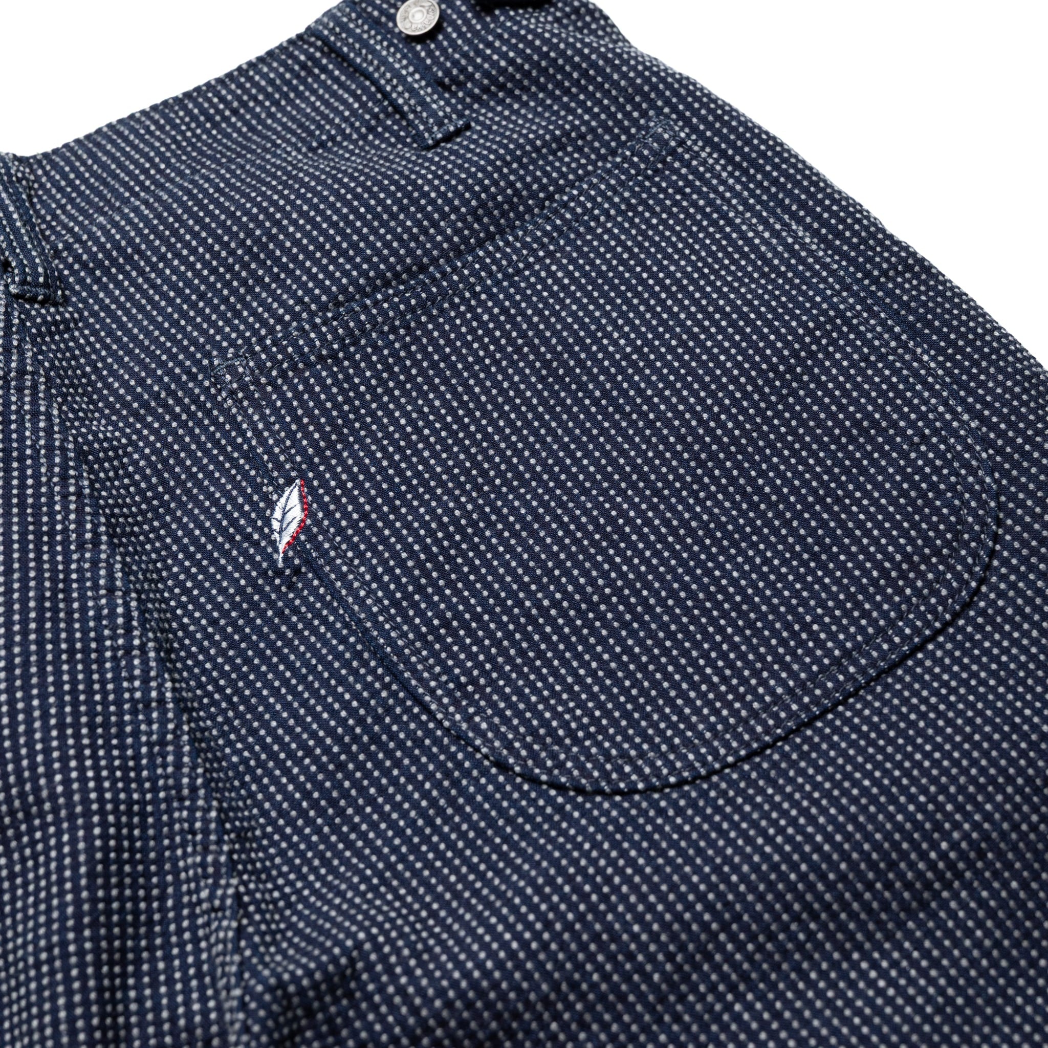 SP-1180-2 Stitch Stripe Comfortable Trouser Shorts - Indigo x Thin Stripe