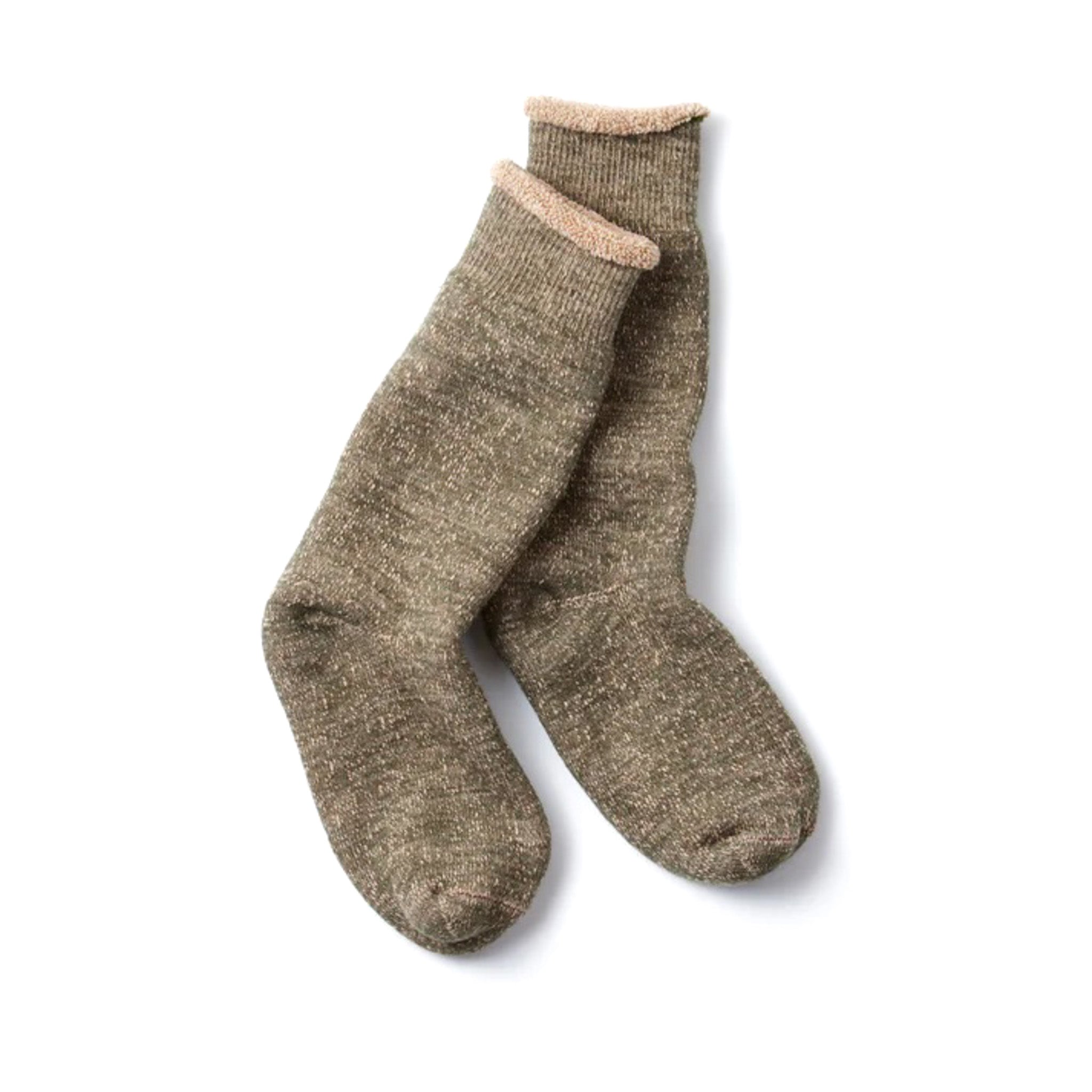 R1001-BR Double Face Crew - Green /Brown