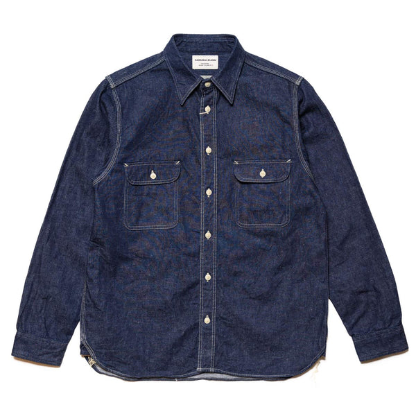 Samurai Japanese Cotton 10oz Denim Shirt Indigo Front