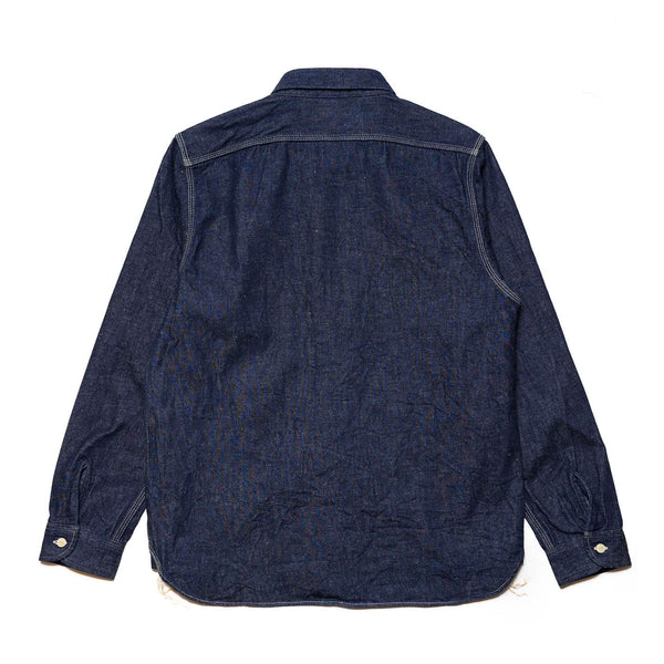 Samurai Japanese Cotton 10oz Denim Shirt Indigo Rear