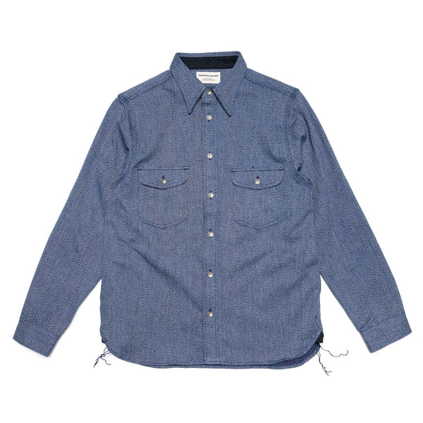 SSS23-AM Natural Indigo Heather Long Sleeve Shirt Natural Indigo Front