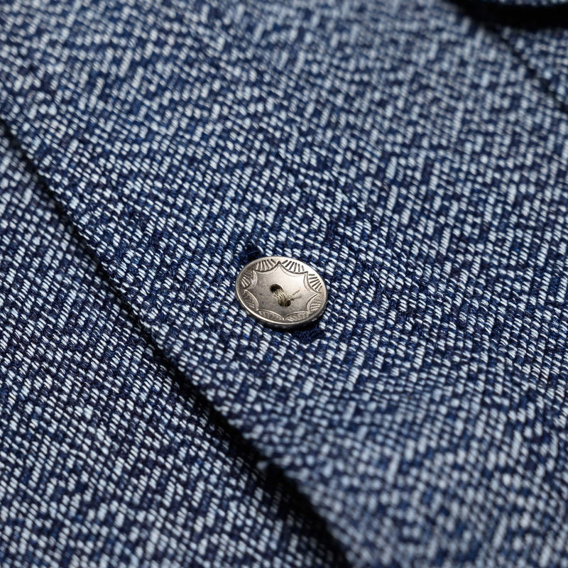 SSS23-AM Natural Indigo Heather Long Sleeve Shirt Natural Indigo Button Detail