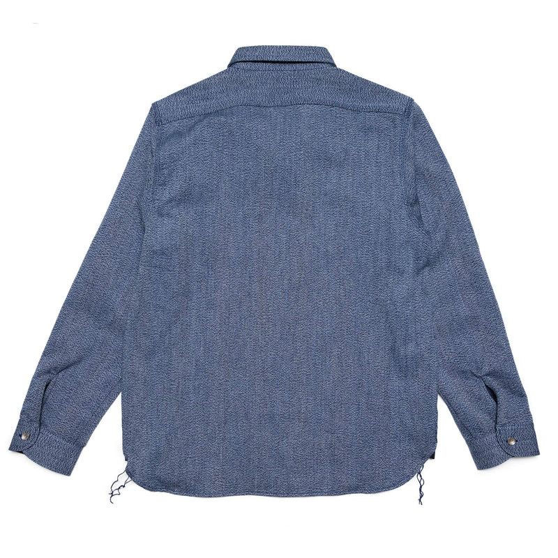 SSS23-AM Natural Indigo Heather Long Sleeve Shirt Natural Indigo Rear