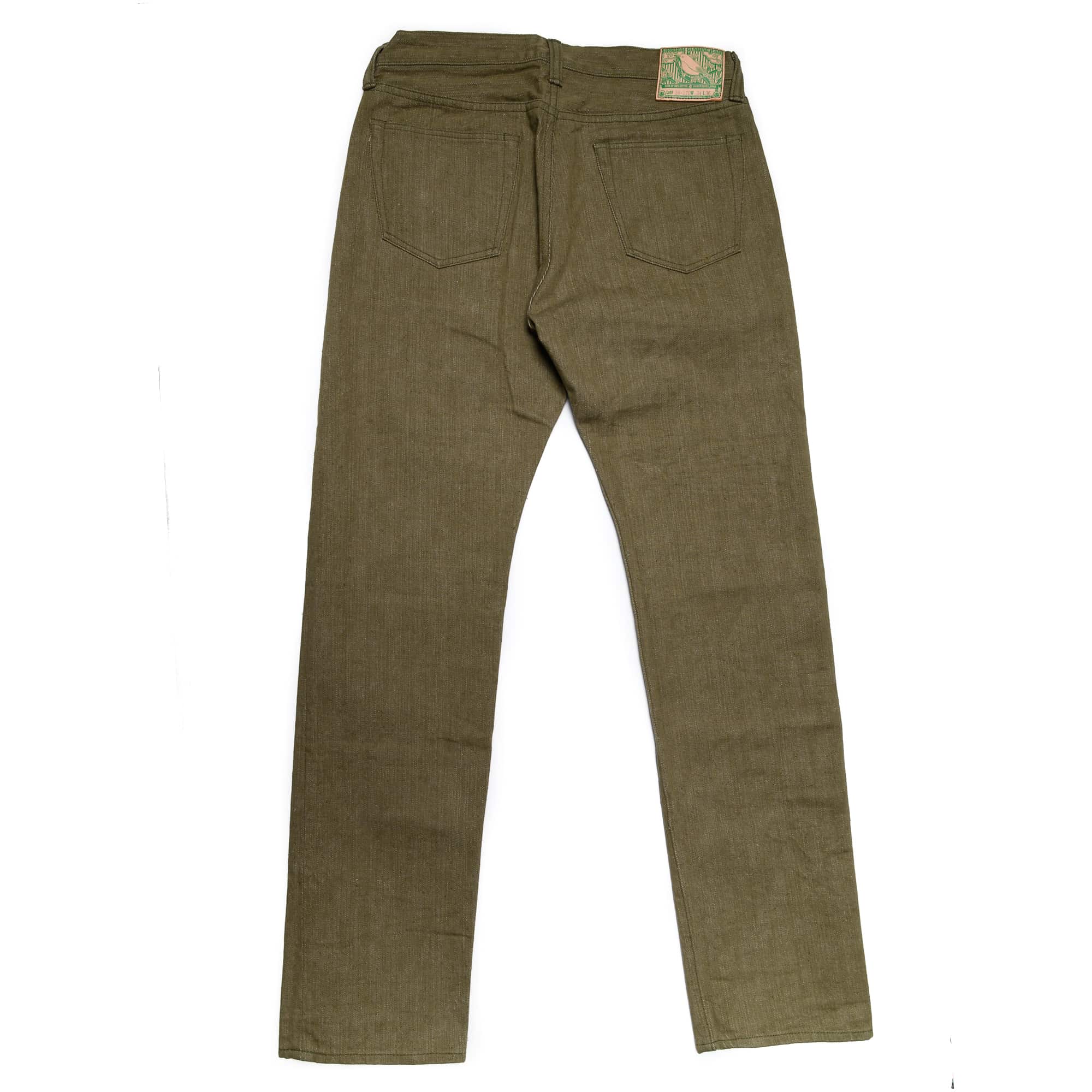 Samurai S0170GNX Uguisu Green Denim Slim Straight Tapered Rear