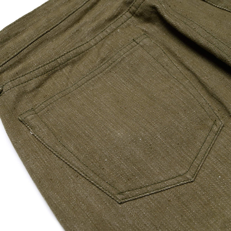 Samurai S0170GNX Uguisu Green Denim Slim Straight Tapered Rear Pocket