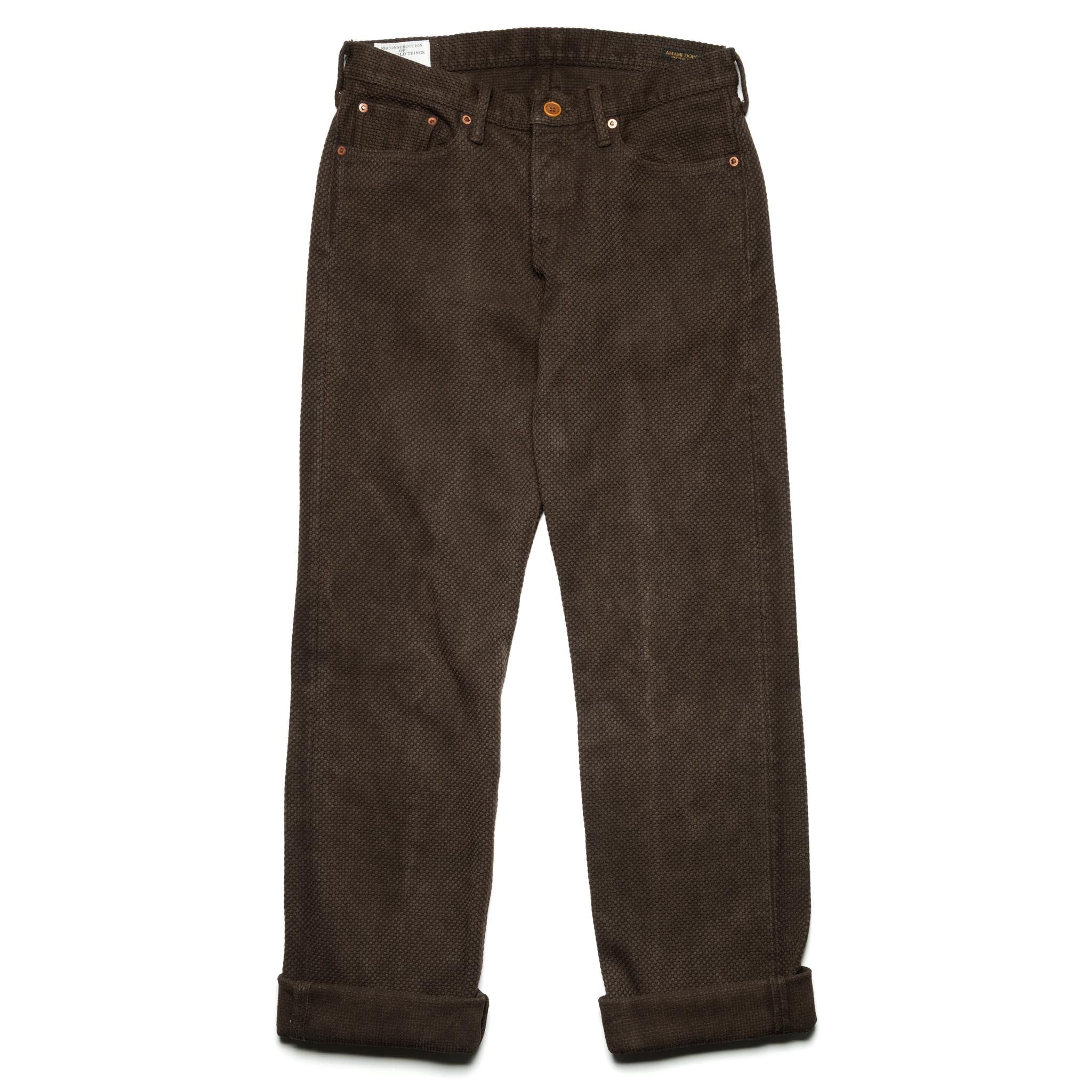 1914W Amami Mud-Dyed 17oz Sashiko Jeans Regular Straight - Dark Brown