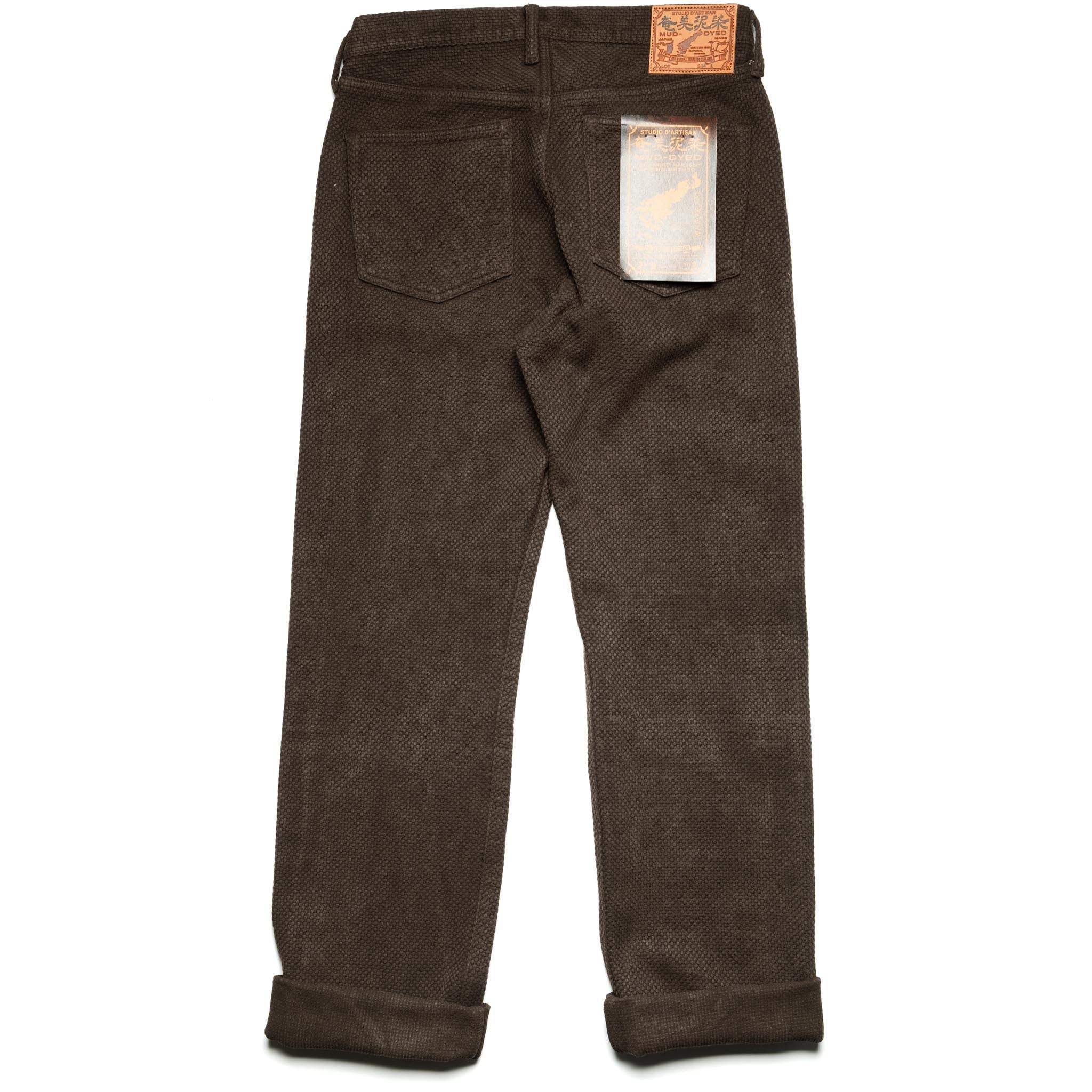 1914W Amami Mud-Dyed 17oz Sashiko Jeans Regular Straight - Dark Brown