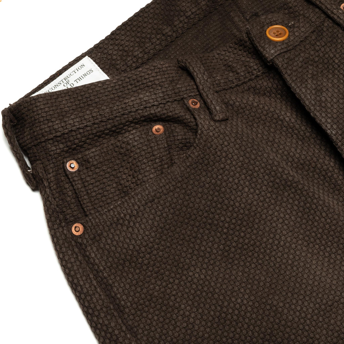 1914W Amami Mud-Dyed 17oz Sashiko Jeans Regular Straight - Dark Brown