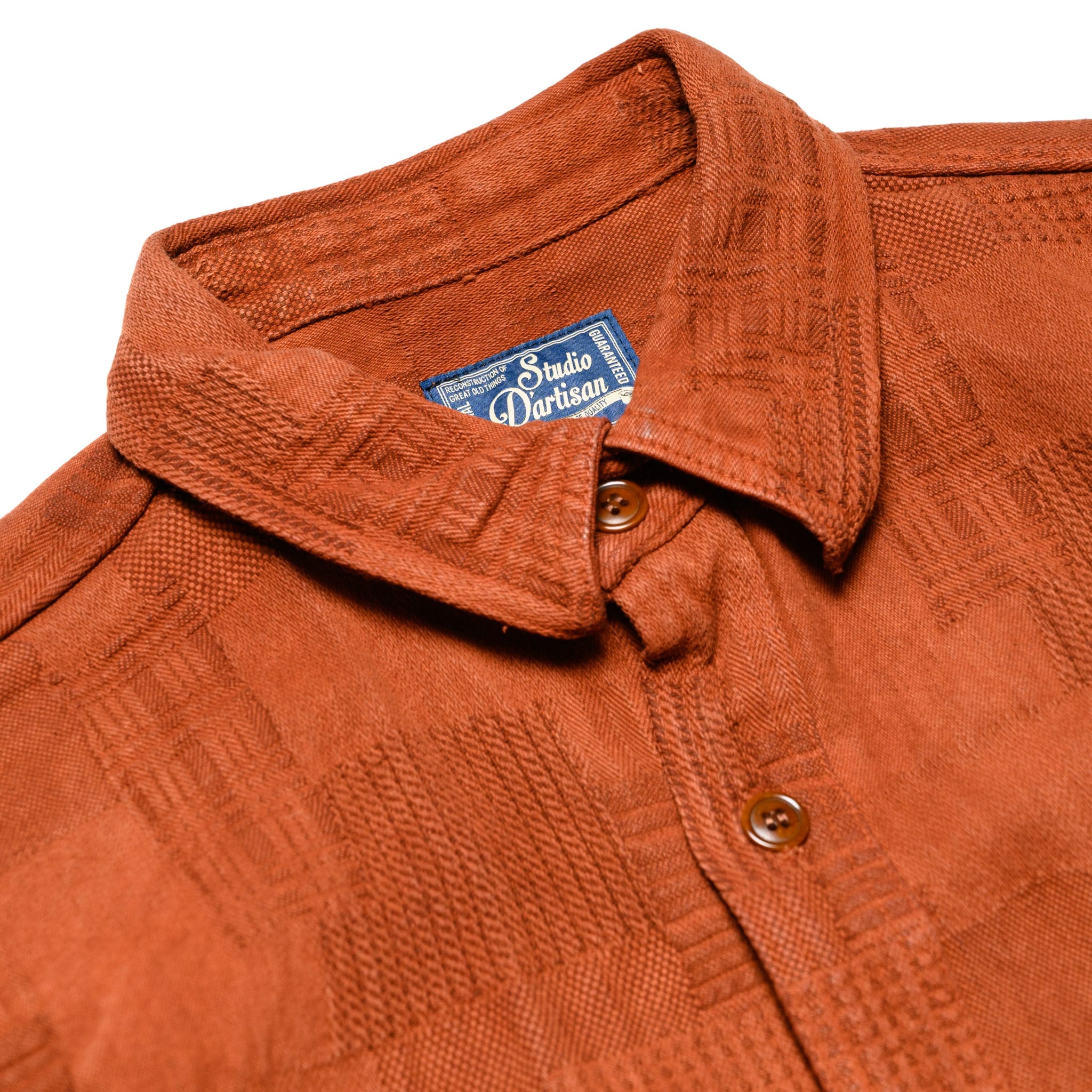 5717 "Amami Dorozome" Boro Jacquard Shirt - Brown