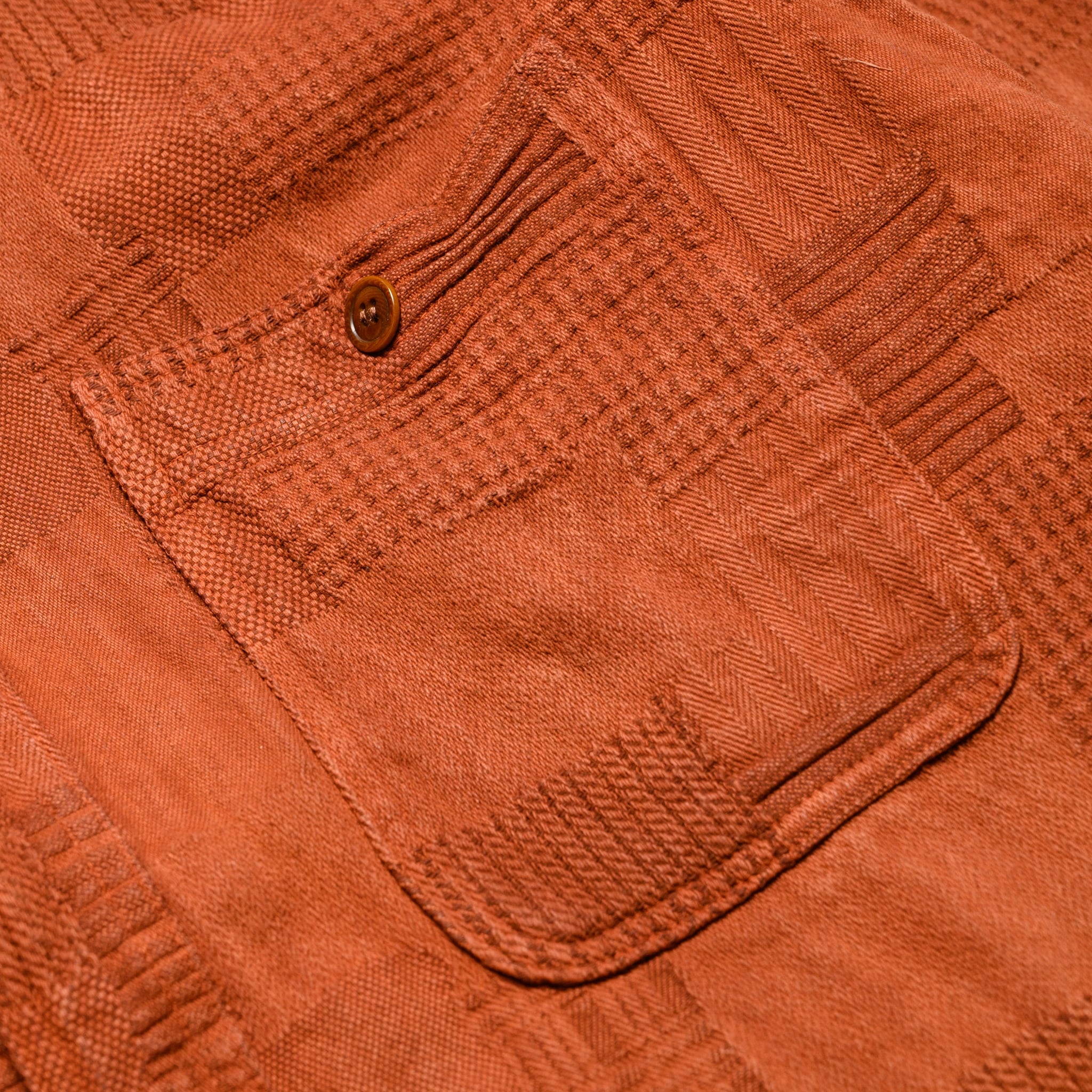 5717 "Amami Dorozome" Boro Jacquard Shirt - Brown