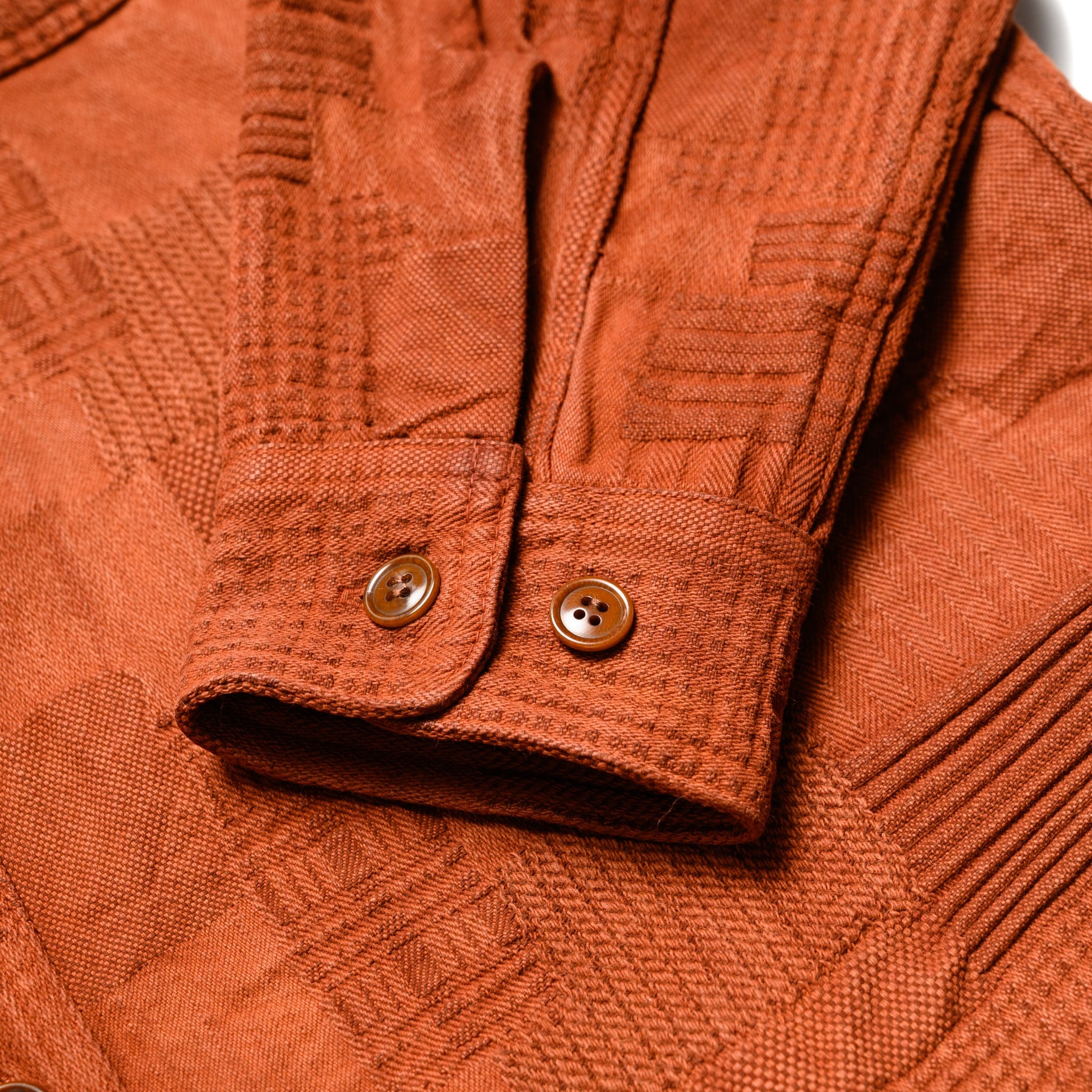 5717 "Amami Dorozome" Boro Jacquard Shirt - Brown