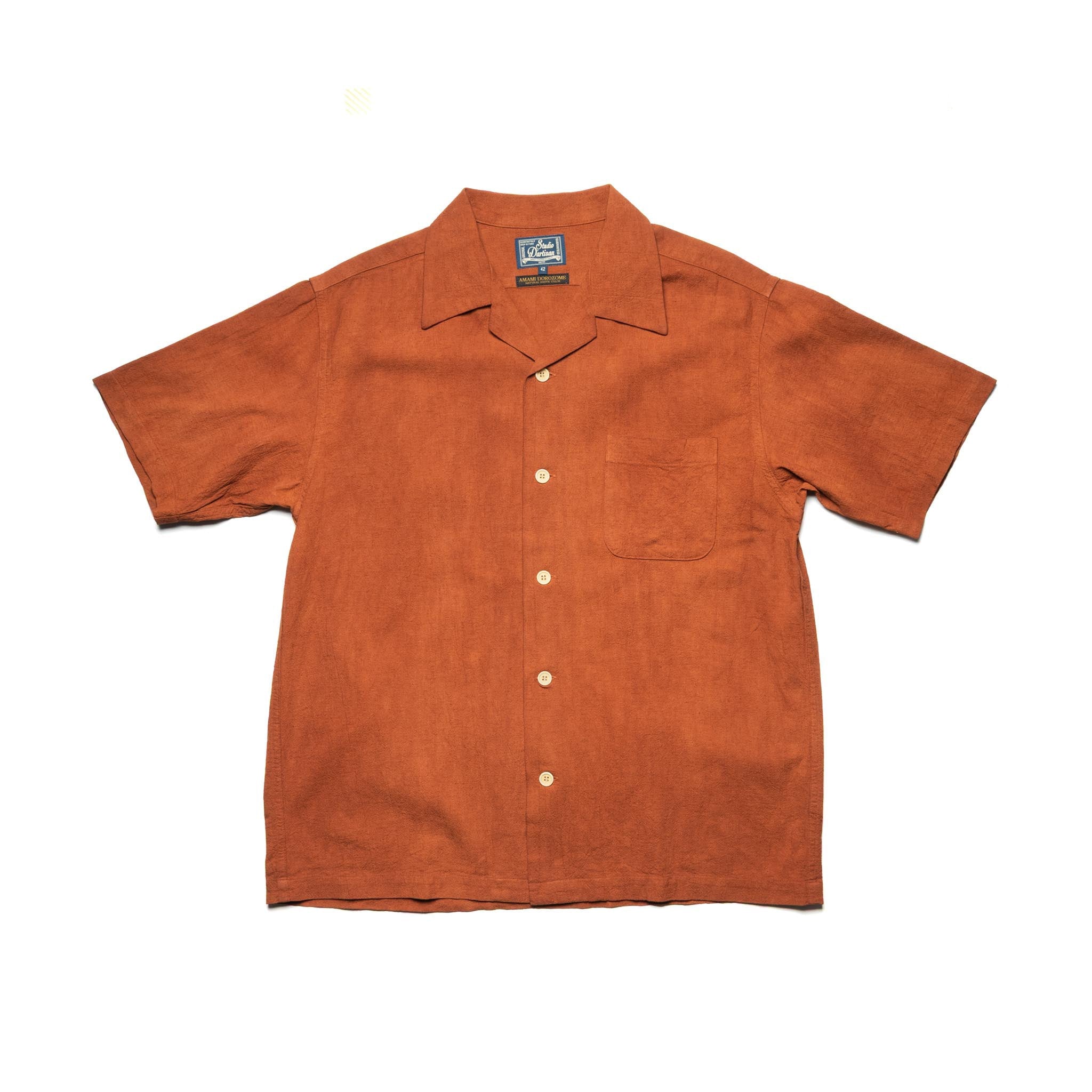 5739 Cotton/Linen Amami-Dorozome Mud-Dyed Shirt - Brown
