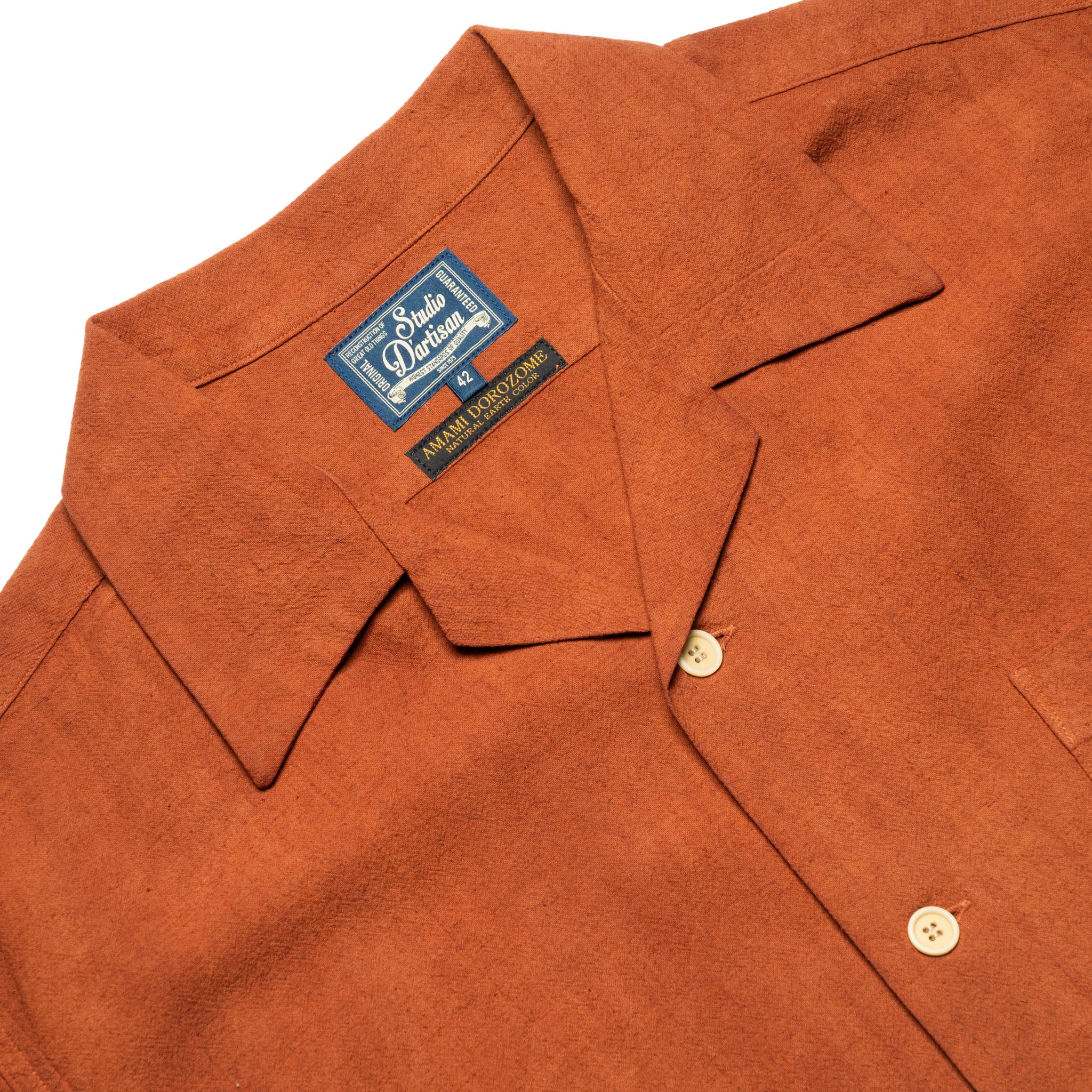5739 Cotton/Linen Amami-Dorozome Mud-Dyed Shirt - Brown