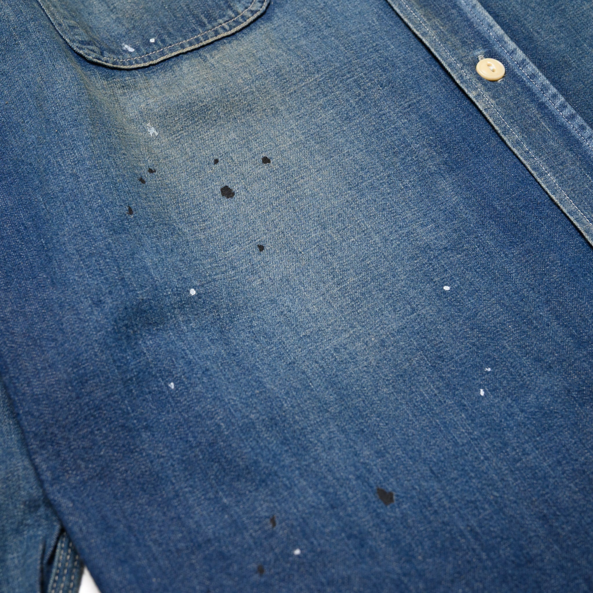 SC29474 Blue Denim Work Shirt Aged Model
