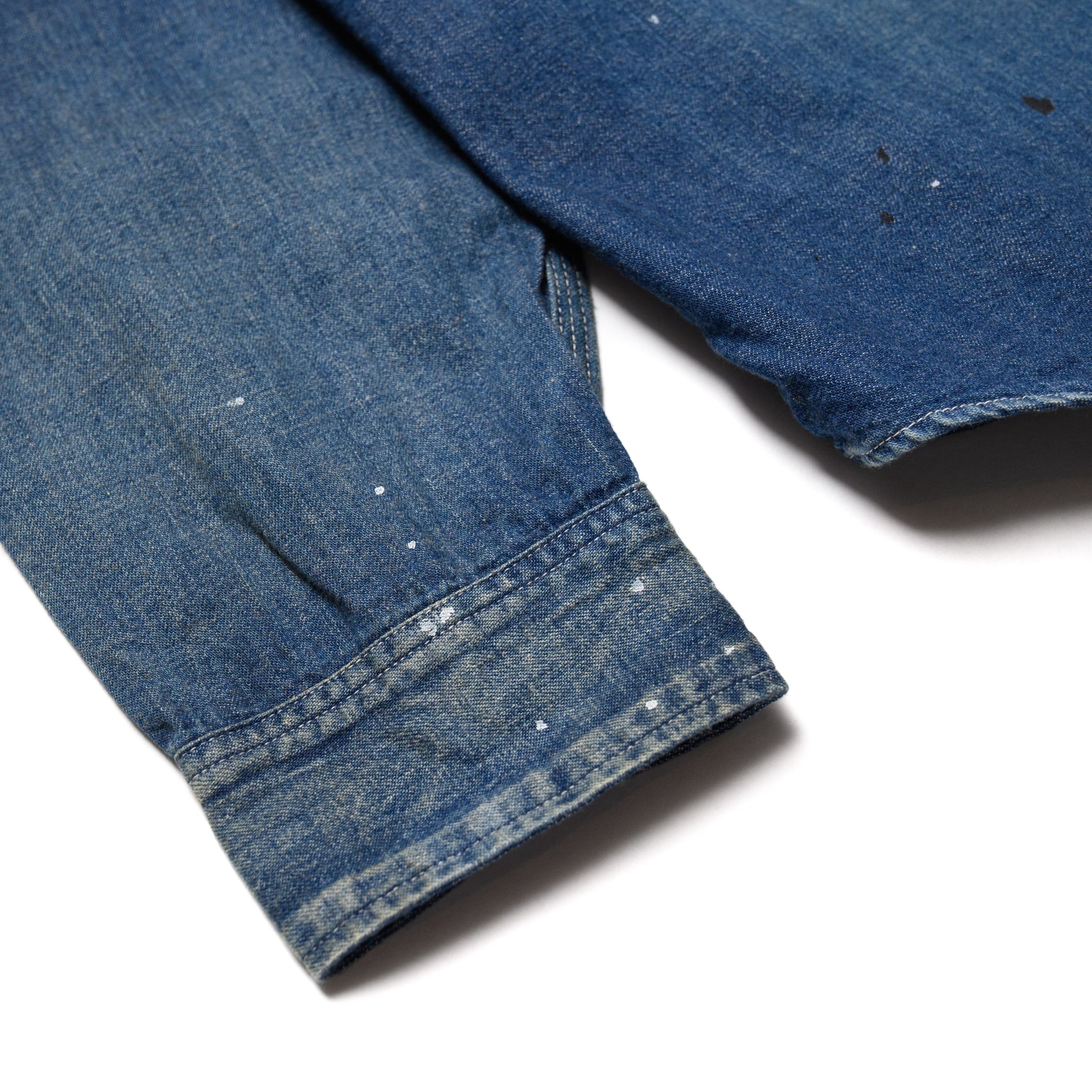 SC29474 Blue Denim Work Shirt Aged Model