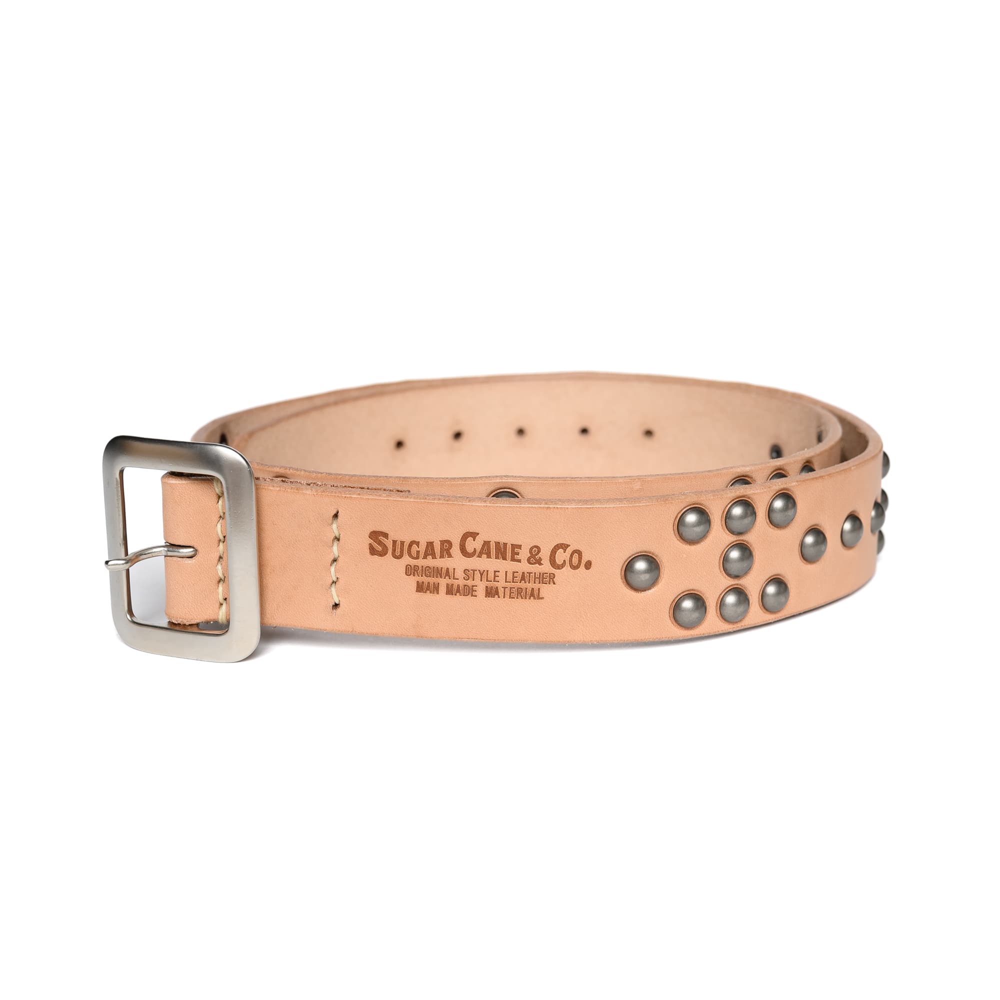 Offset Studs Belt Beige
