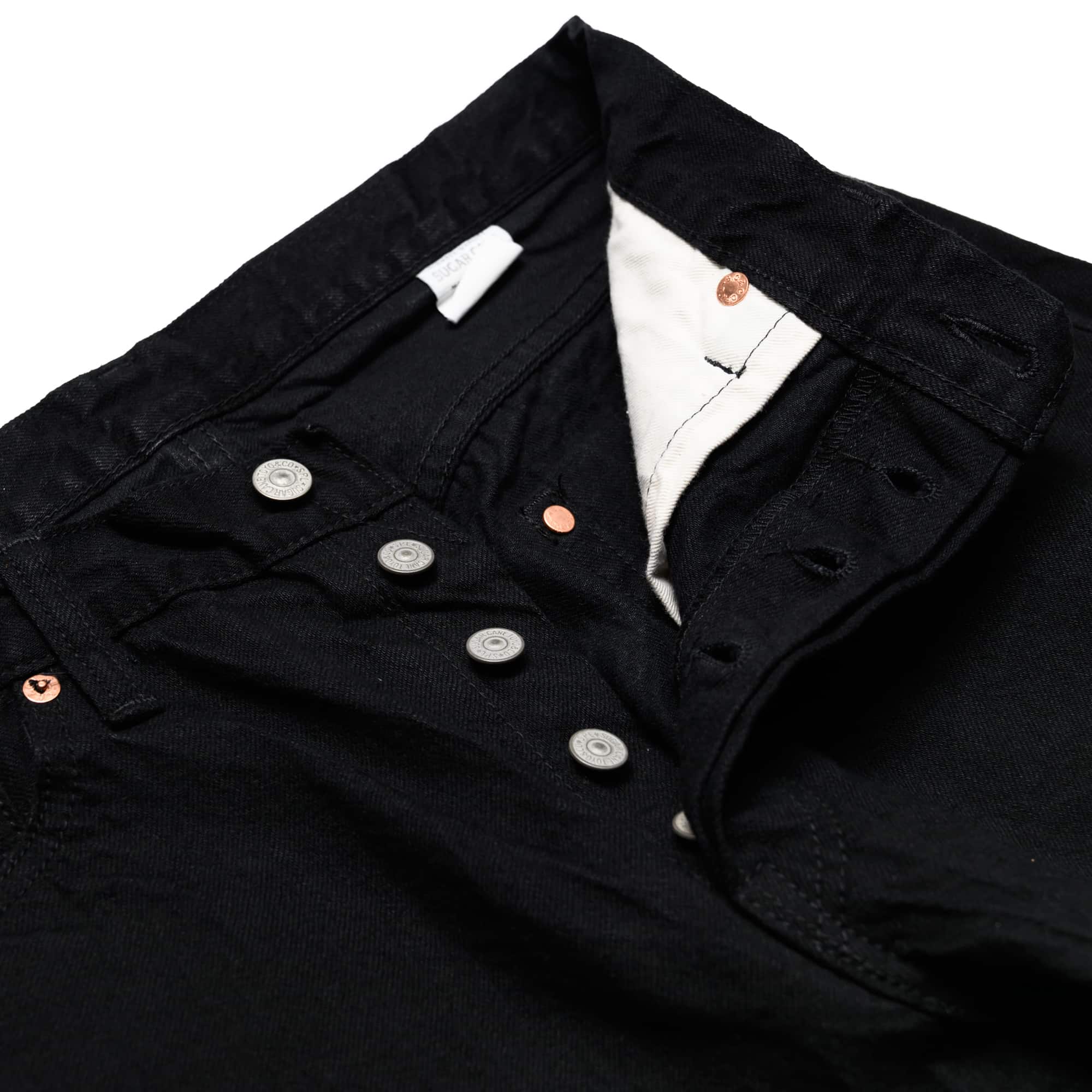 Sugar Cane SC41470 13oz Selvedge Denim Slim Tapered Black Fly Detail