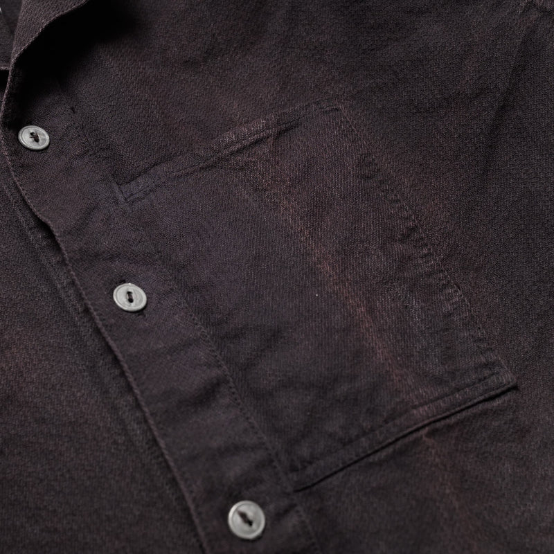Tender 462 Millwheel Shirt Barley Twist Cotton Twill Hadal Brown Front Pocket
