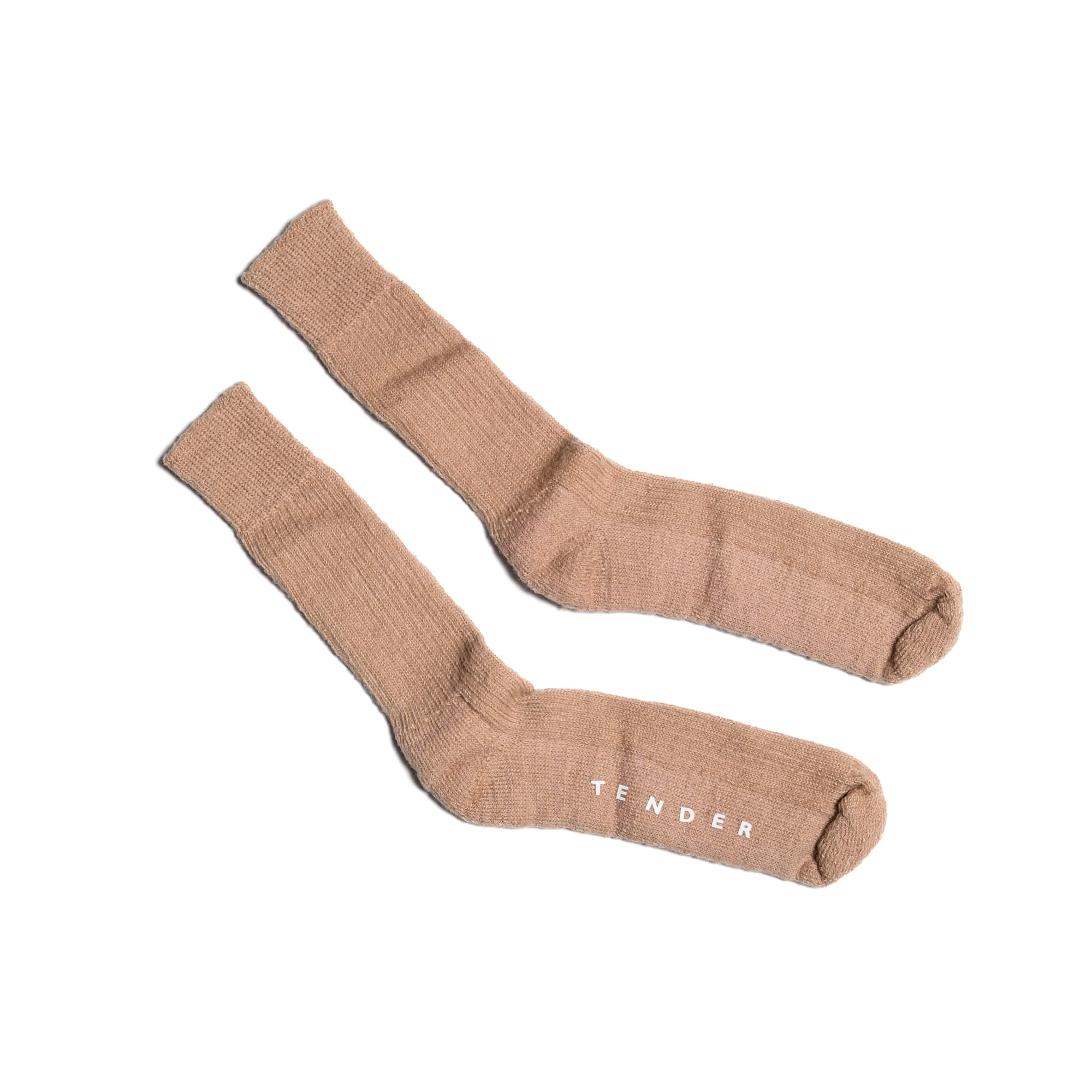 Rib Calf Socks - Mohair - Tan Wattle Dyed