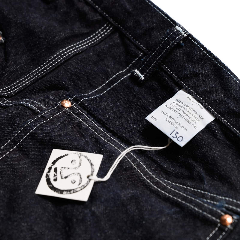 Tender 130 Tapered Jeans 16oz Selvedge Denim Rinsed  Rear Detail