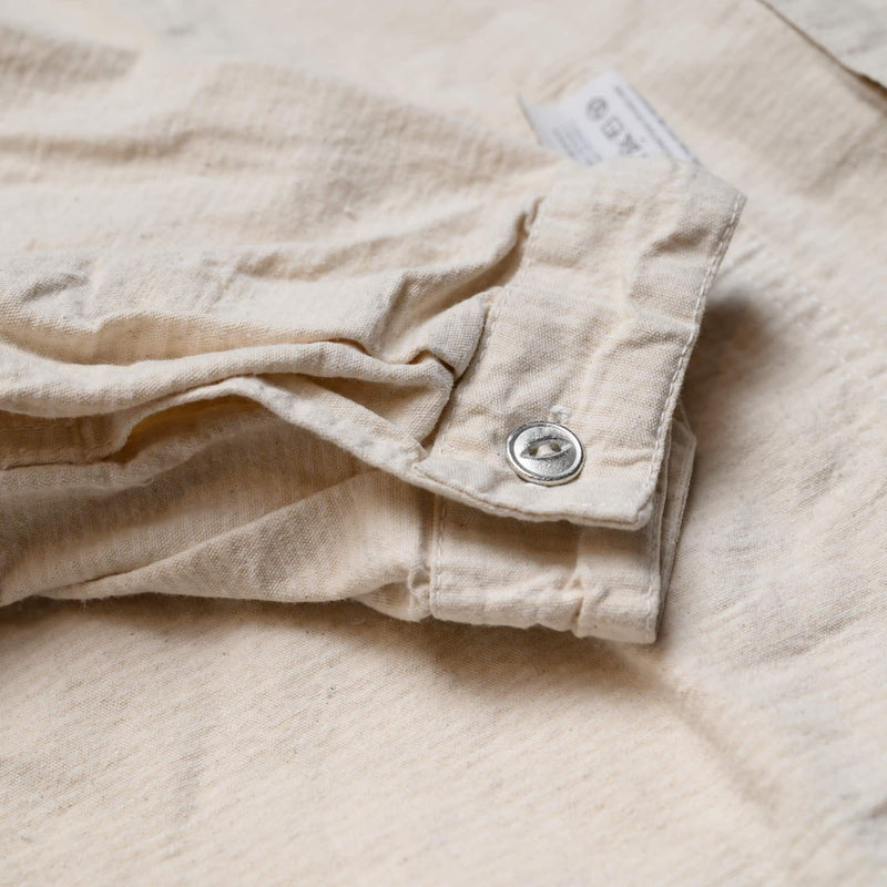 446 - Wide Face Shirt - Bleached Weft Stripe Cotton Canvas - Rinsed