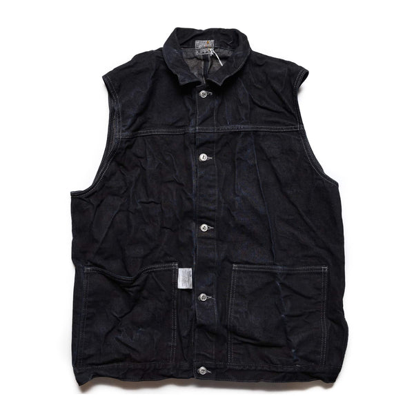 602 - Edited Jeans Vest - 16oz Selvedge Denim - Mars Black Dyed