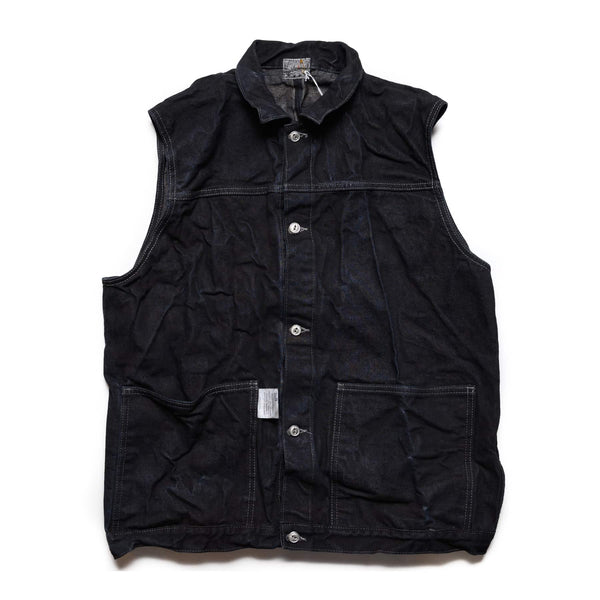 602 - Edited Jeans Vest - 16oz Selvedge Denim - Mars Black Dyed