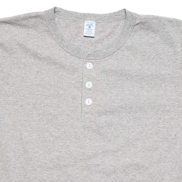 Velva Sheen Short Sleeve Henley Heather Gray Collar