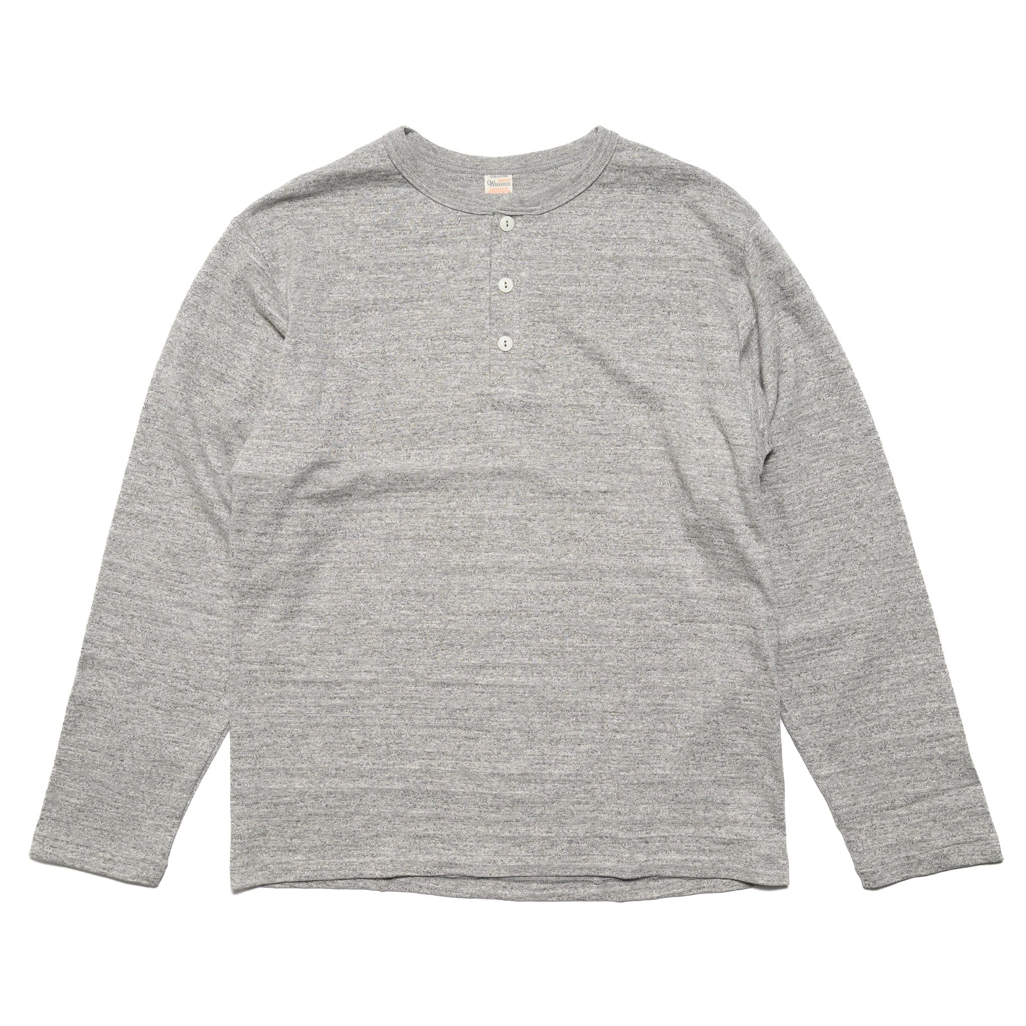5907 Long Sleeve Henley  - Heather Grey