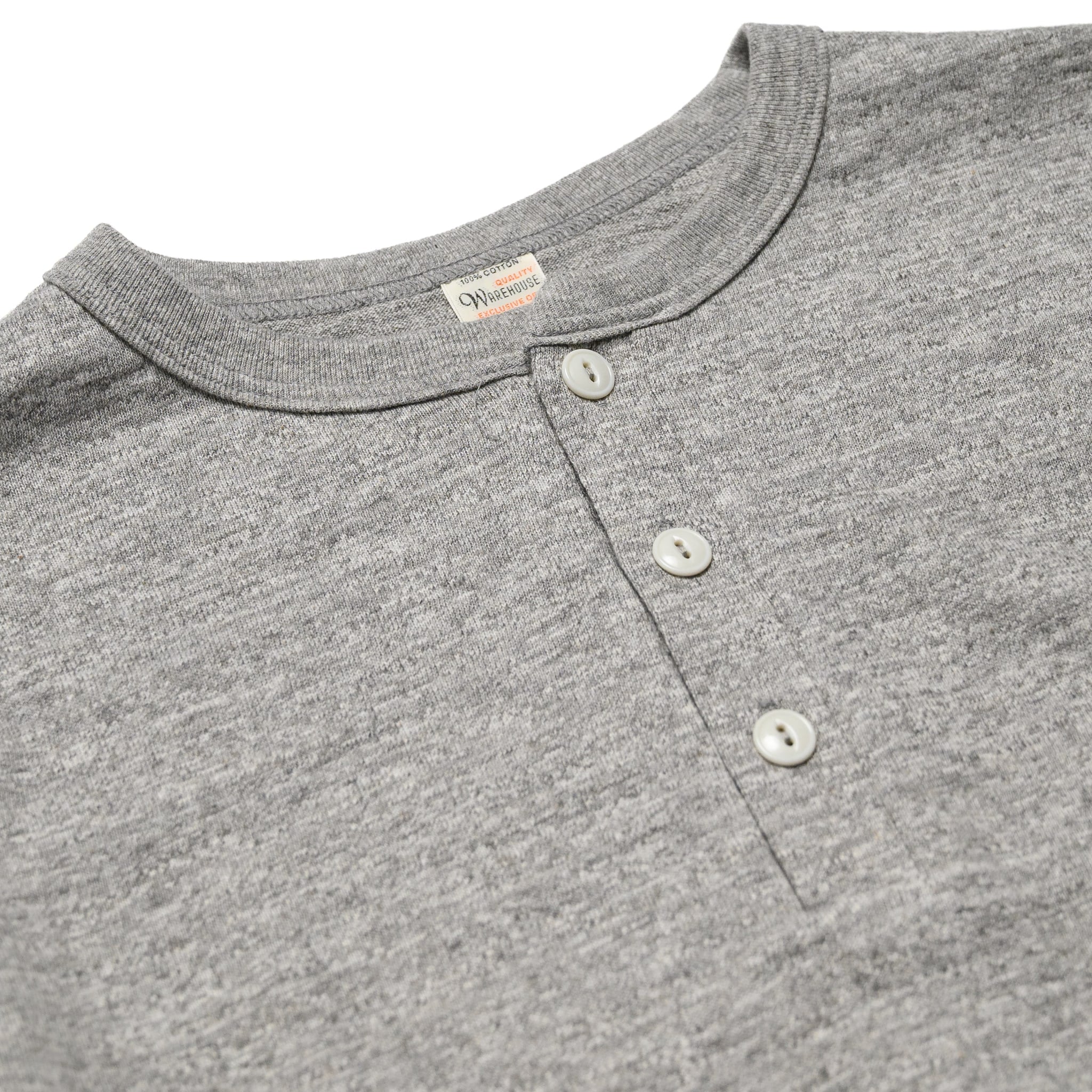 5907 Long Sleeve Henley  - Heather Grey