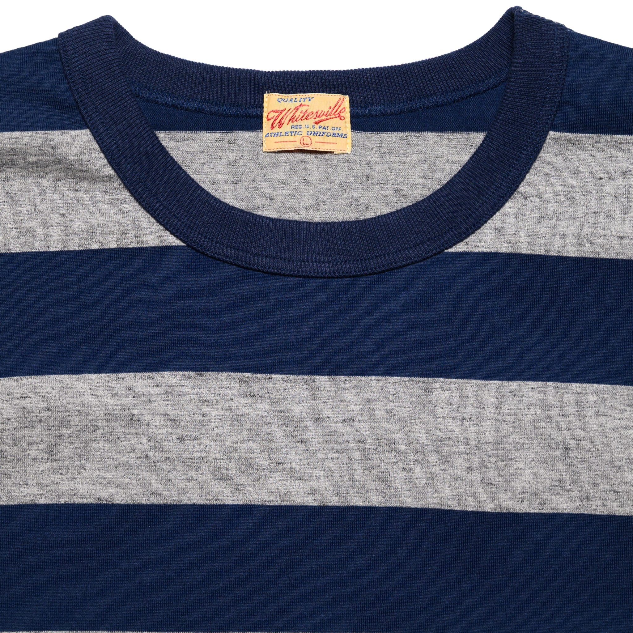Tシャツ・カットソー DAKS WOVEN PATTERN Navy Woven Pattern Cowhide Half Wallet DB Whitesville WV79147 Border T-Shirt Heather Grey/Navy | BlackBlue