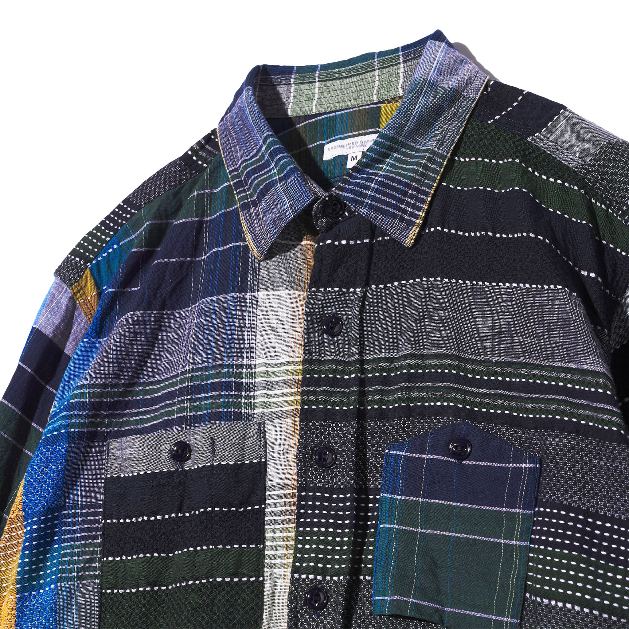 Work Shirt - Navy/Yellow/Green Madras Dobby Jacquard