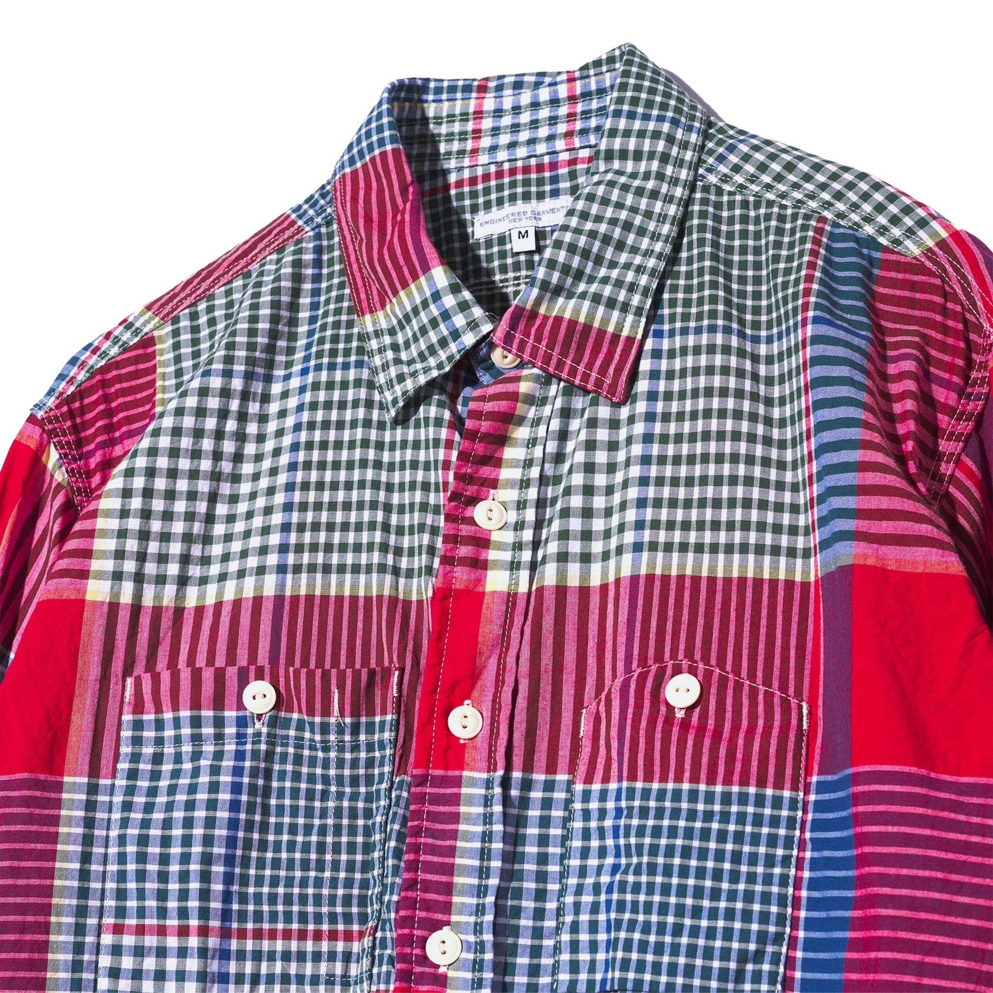 Work Shirt - Red/Green Cotton Big Madras Plaid
