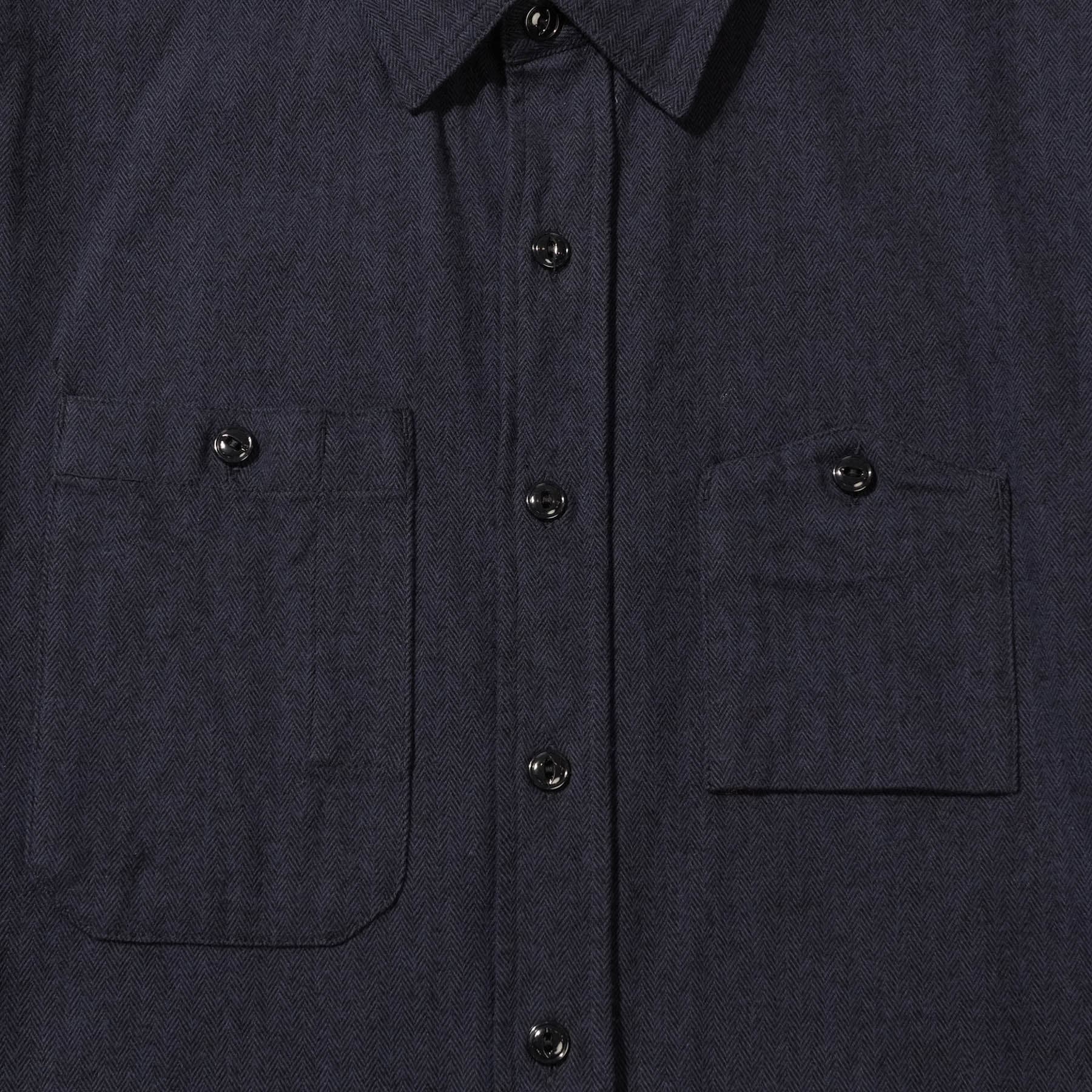 Work Shirt - Navy Cotton Herringbone Flannel