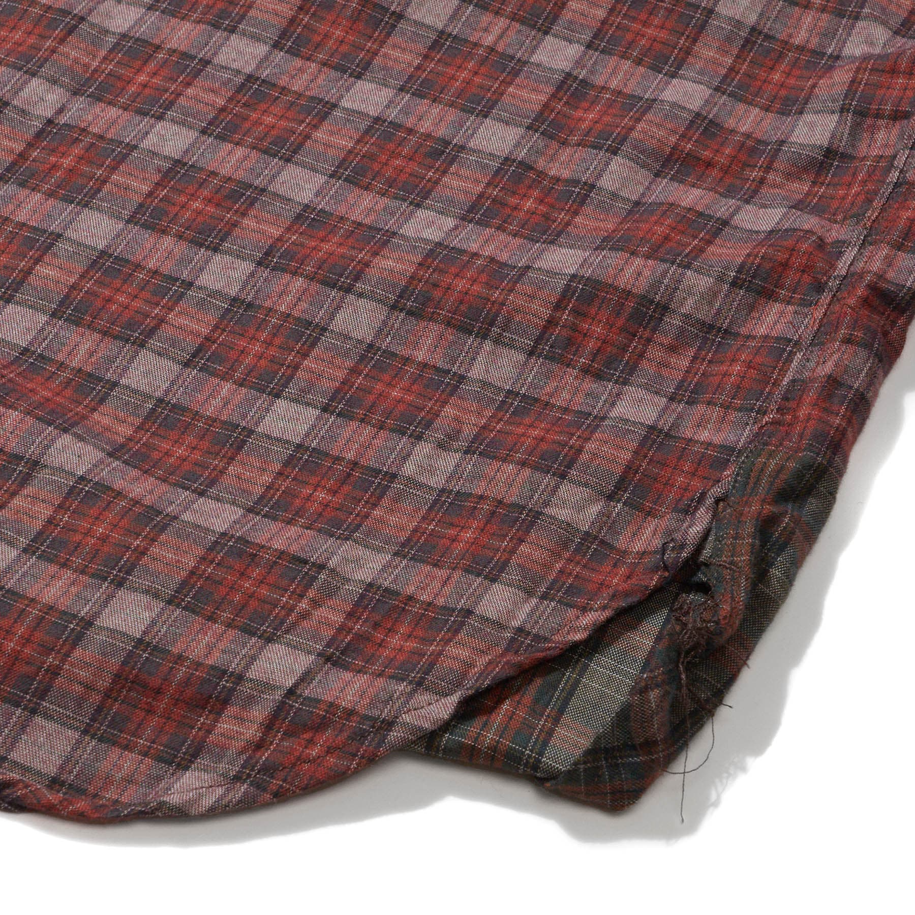 Work Shirt - Olive/Red Cotton Smoky Plaid