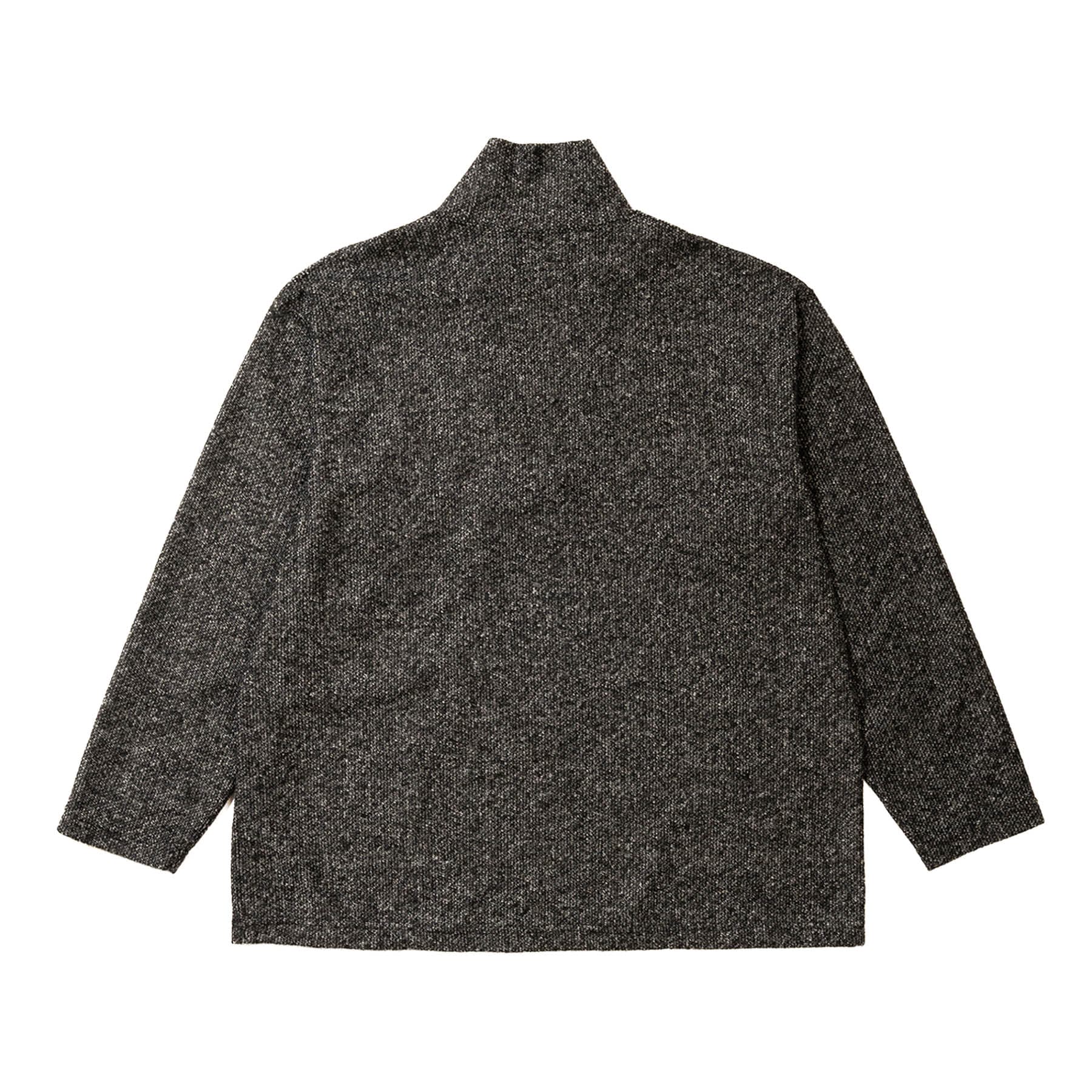 Zip Mock Neck - Charcoal Wool Poly Melange Knit
