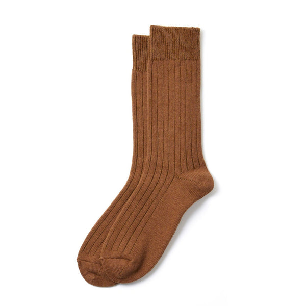 Cotton Wool Ribbed Crew Socks - Olive Drab