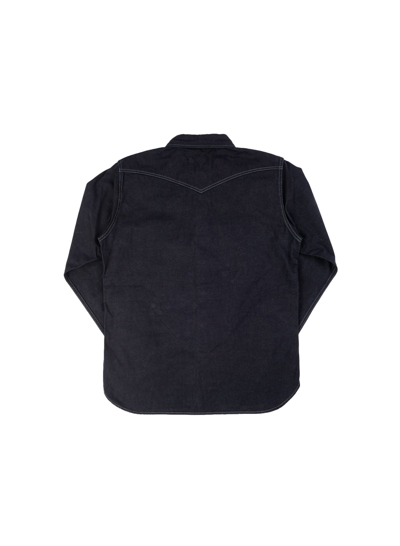 IHSH-321-OD - 10oz Selvedge Denim Western Shirt - Indigo Overdyed Black