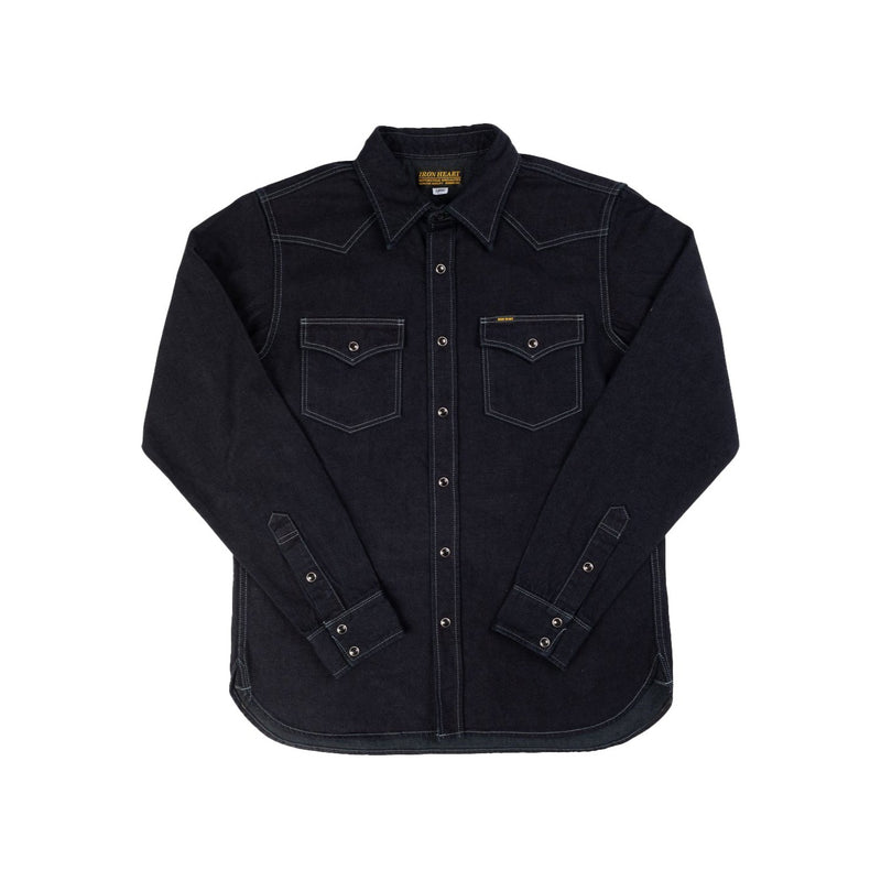 IHSH-321-OD - 10oz Selvedge Denim Western Shirt - Indigo Overdyed Black