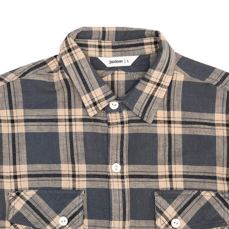 Crosscut Flannel Slub Check Slate Collar