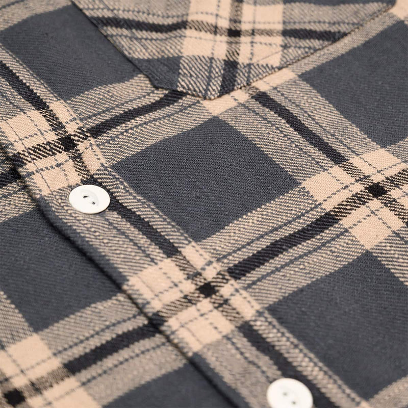 Crosscut Flannel Slub Check Slate Fabric