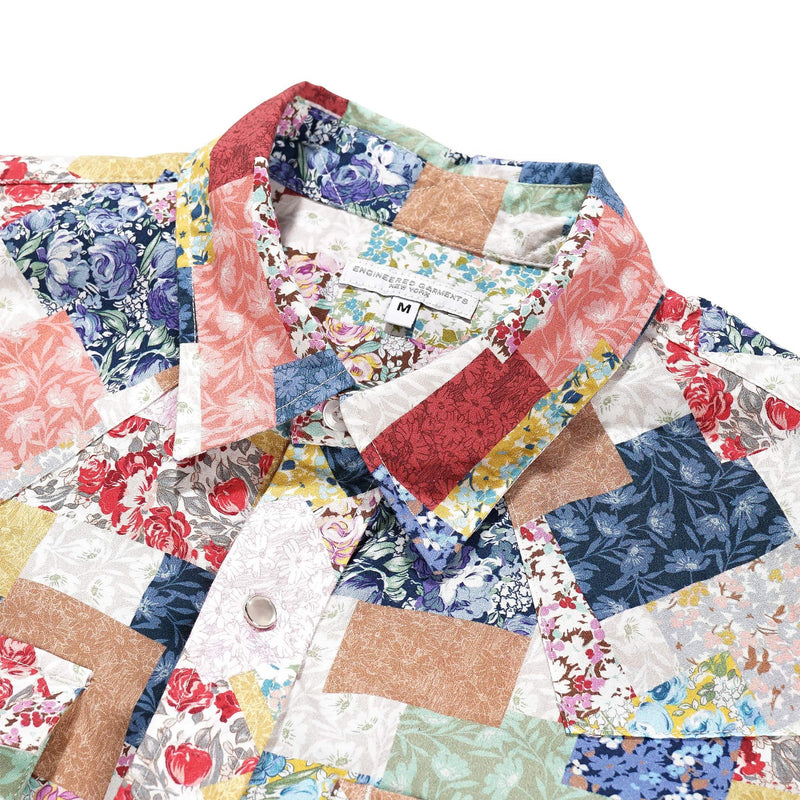 Engineered Garments Combo Western Shirt Multi Color Floral Patchwork Collar Detail