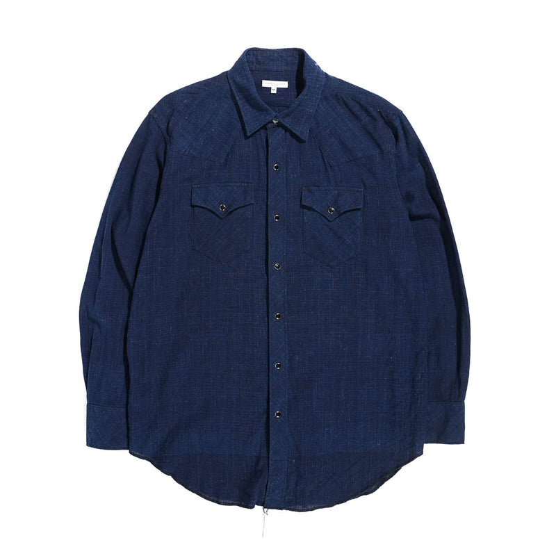 Engineered Garments Combo Western Shirt Navy Cotton Voile Front