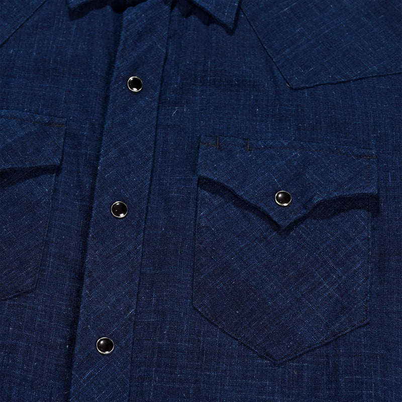 Engineered Garments Combo Western Shirt Navy Cotton Voile Pocket Detail