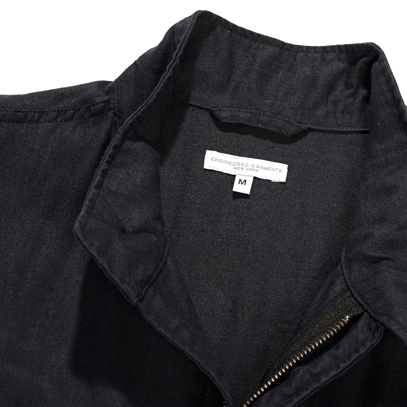 Engineered Garments Racing Suit Navy Linen Twill Collar Detail