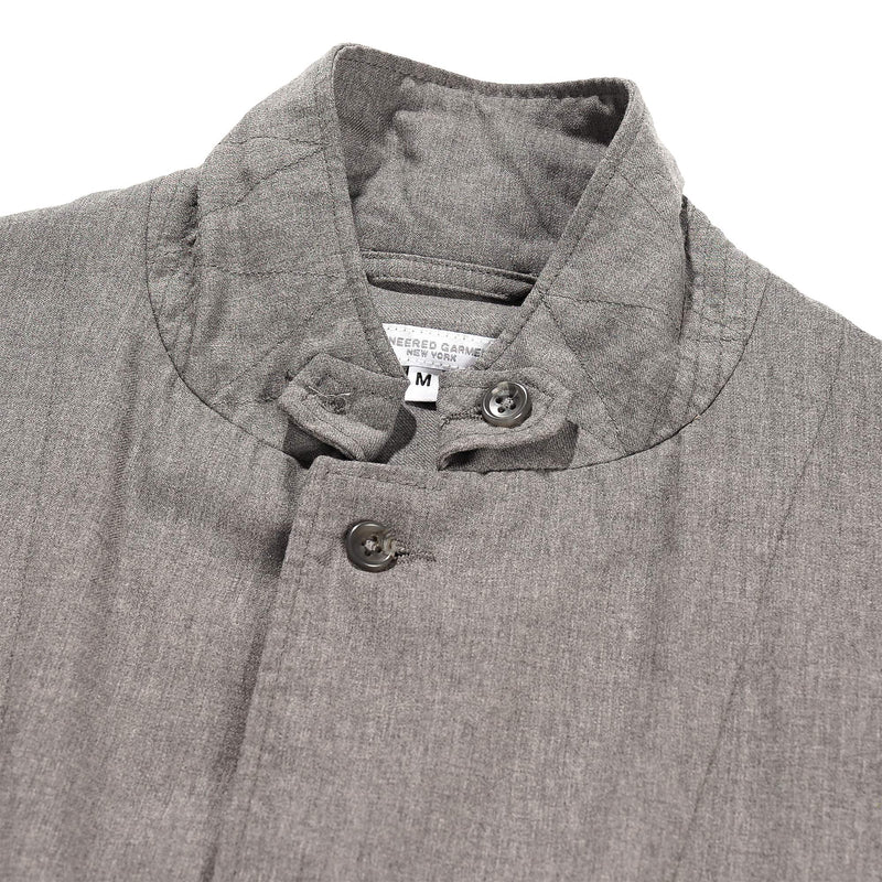 Engineered Garments Loiter Jacket Grey Tropical Wool Throat Tab Open