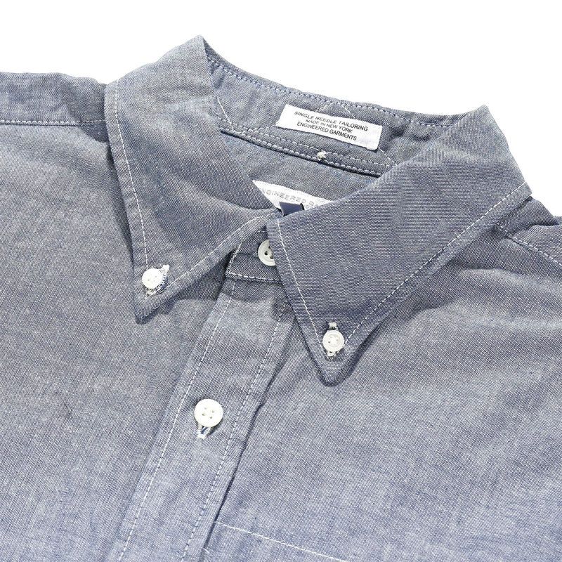 Engineered Garments Popover BD Shirt Light Blue Cotton Chambray Collar Detail