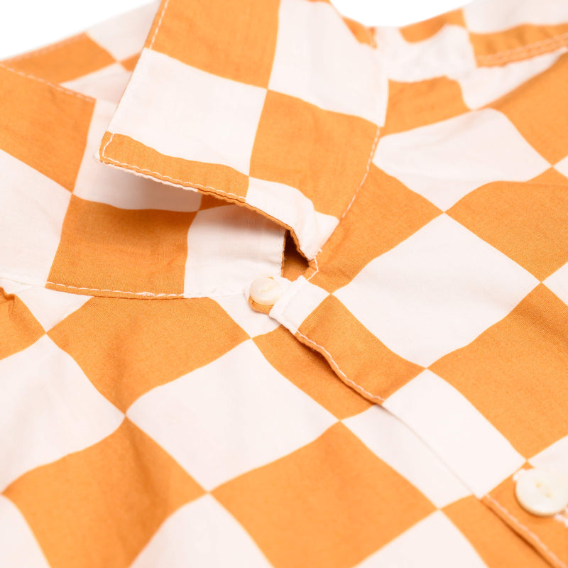 Freenote Cloth Hawaiian Mustard Check Collar Detail